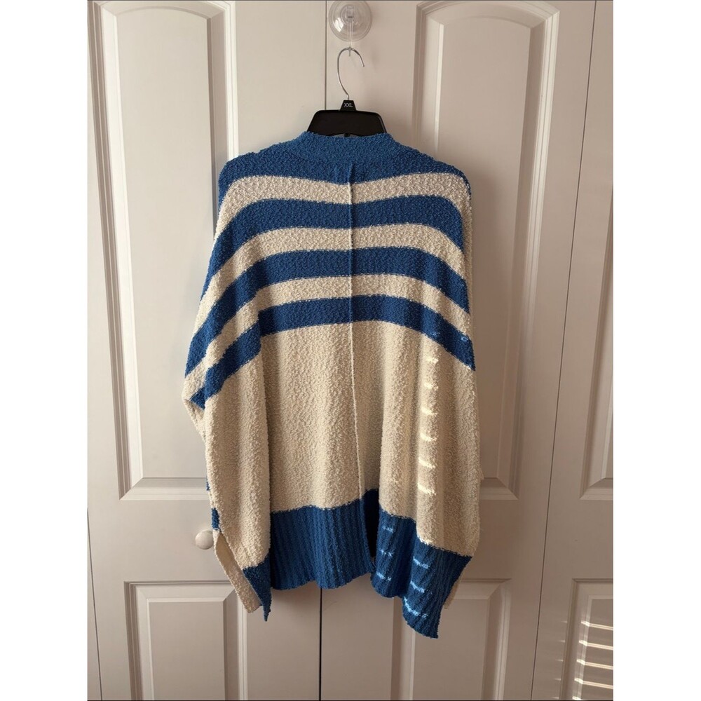 First Love Cozy Striped Oversized Cardigan Sweater Blue & Cream Size XL - Picture 4 of 4